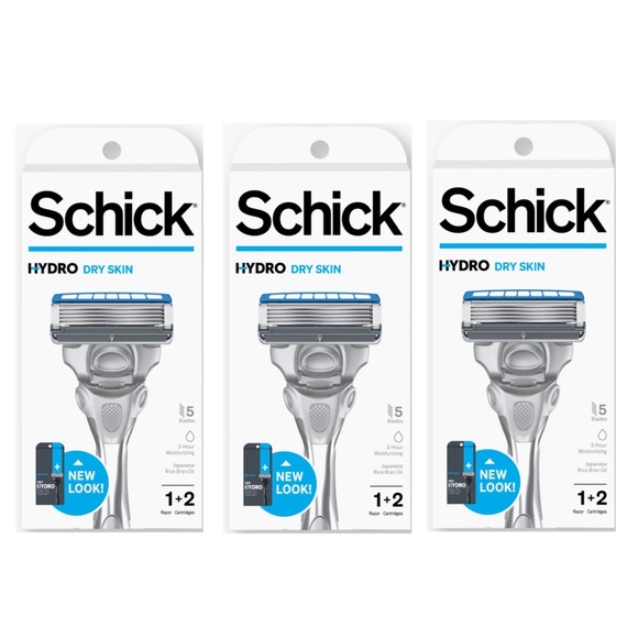 3 Schick Hydro 5 Blade Skin Comfort Dry Skin Mens Razor Handle Plus 2 Refills - Picture 1 of 3